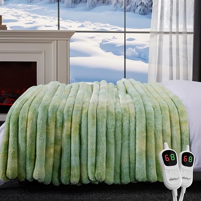 Heated Throw Blanket, Faux Fur Cozy Heating Blanket - Image 7