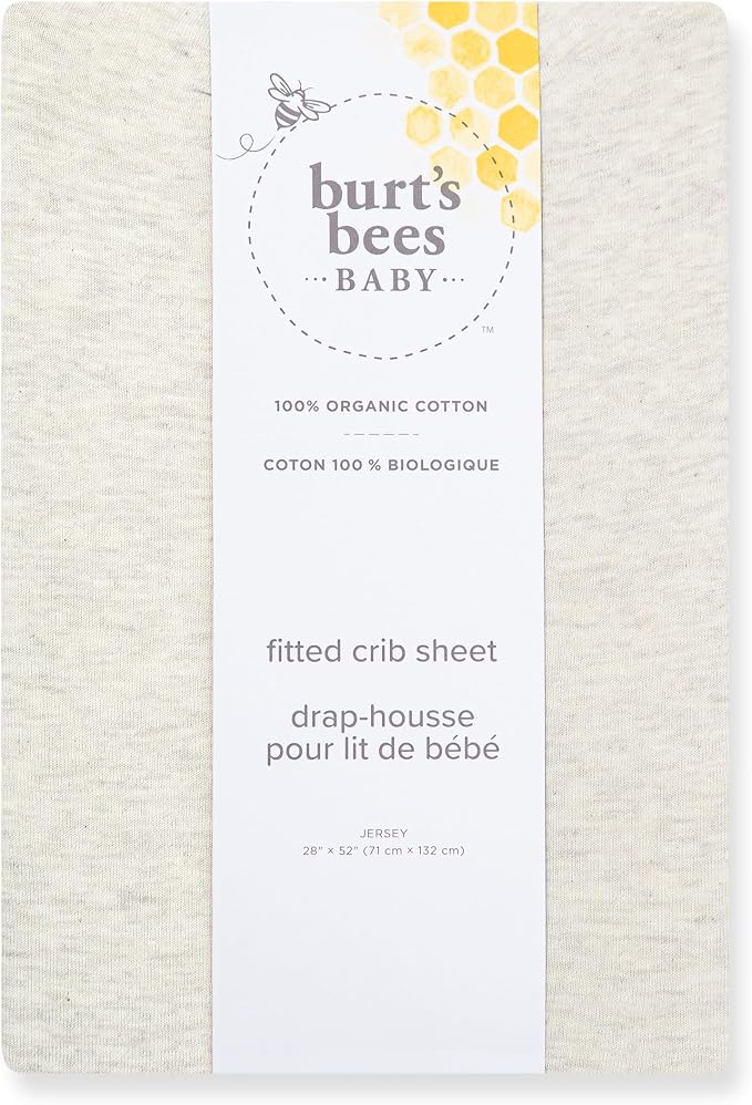 Burt's Bees Baby Essential Organic Cotton Fitted Crib Sheet, Breathable - Image 2