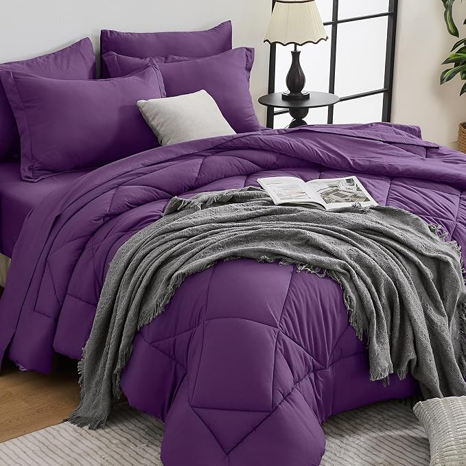 HEVUMYI Grape Purple Full Comforter Set by HEVUMYI