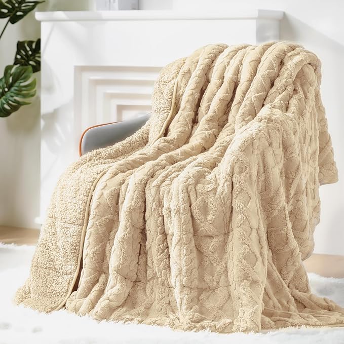 Super Fuzzy Soft Sherpa Fleece Weighted Blanket, 15 lbs Dual Sided Fluffy Heavy by EazfyPro