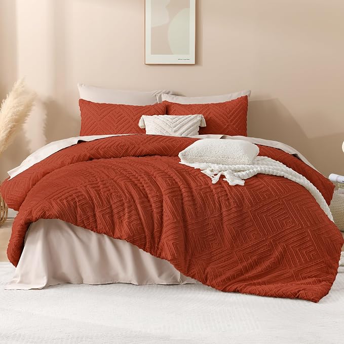 Andency Full Size Comforter Sets Burnt Orange, Boho Lightweight Full Bed Set - Image 2
