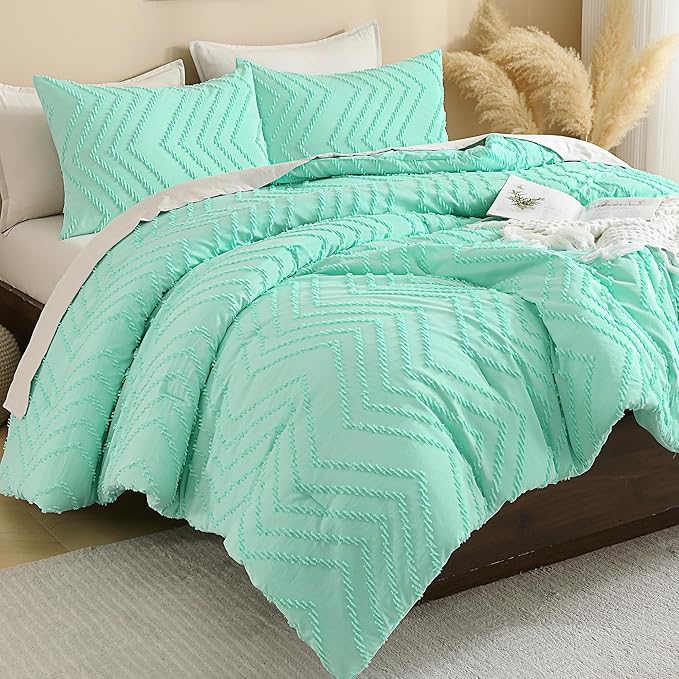 Andency Mint Green Comforter Set Full Size, Boho Soft Warm Tufted Neutral by Andency