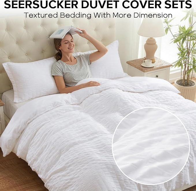 Cozyide White Duvet Cover Full Size, 3 Pieces Bedding Duvet Covers, Soft - Image 2