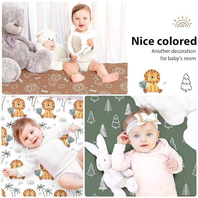 Baby Crib Sheets for Boys and Girls, 3 Pack Fitted Toddler Bed Sheets Neutral - Image 6