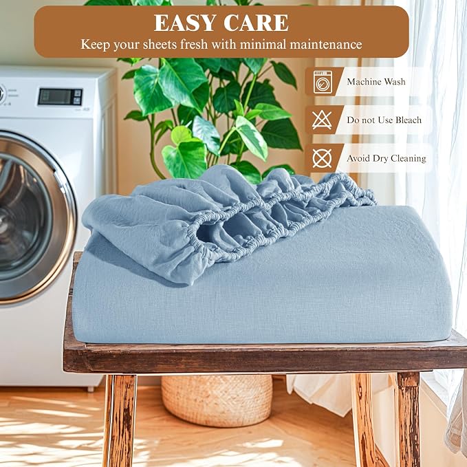 SONORO KATE 100% French Linen Fitted Sheet - Image 7