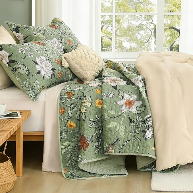 Litanika Floral Green Quilt Queen Size - Image 2