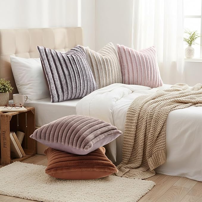 decorUhome Cozy Faux Fur Throw Pillow Covers 12x20 Set of 2 Decorative Soft - Image 6