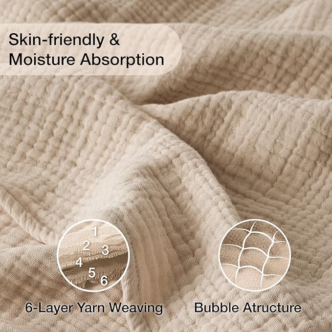 100% Cotton Muslin Blanket 40" x 40", Breathable and Lightweight Cotton Throw - Image 3