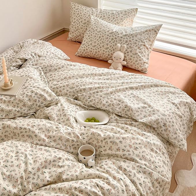 mixinni Boho Floral Girls Duvet Cover Set Twin XL Size Soft Cotton Comforter - Image 3