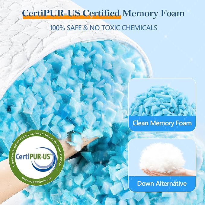 Cooling Pillow Queen Size Set of 2, Adjustable Shredded Memory Foam Pillows - Image 3