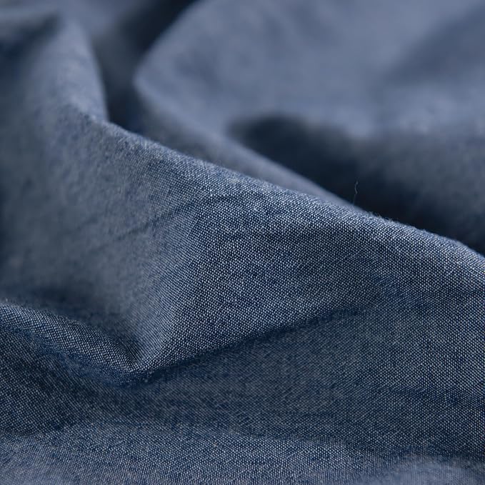 NEXHOME PRO Duvet Cover Full 100% Washed Cotton, Heathered Blue Breathable - Image 9