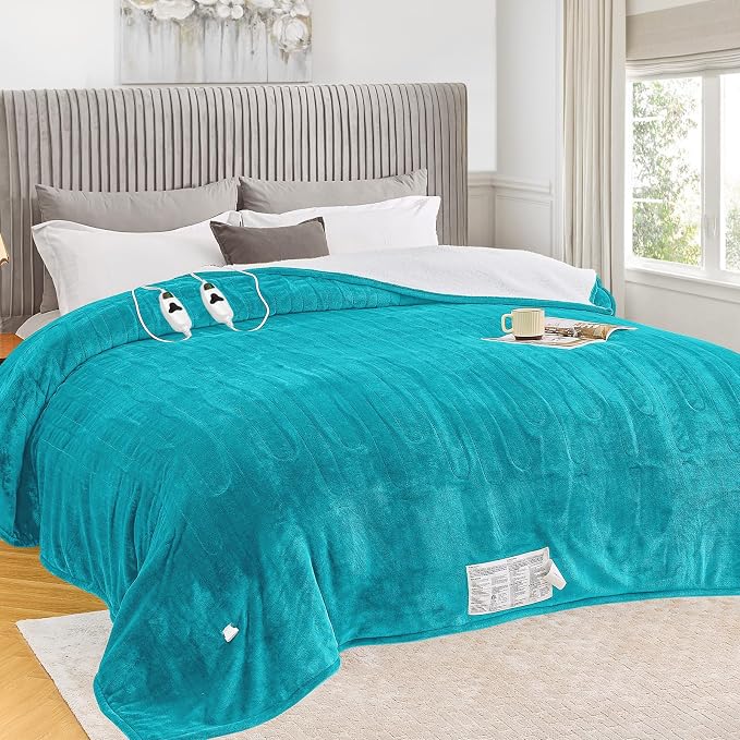 greenoak Heated Blanket Electric King Size 100"X90" Dual Control, Heating by Greenoak