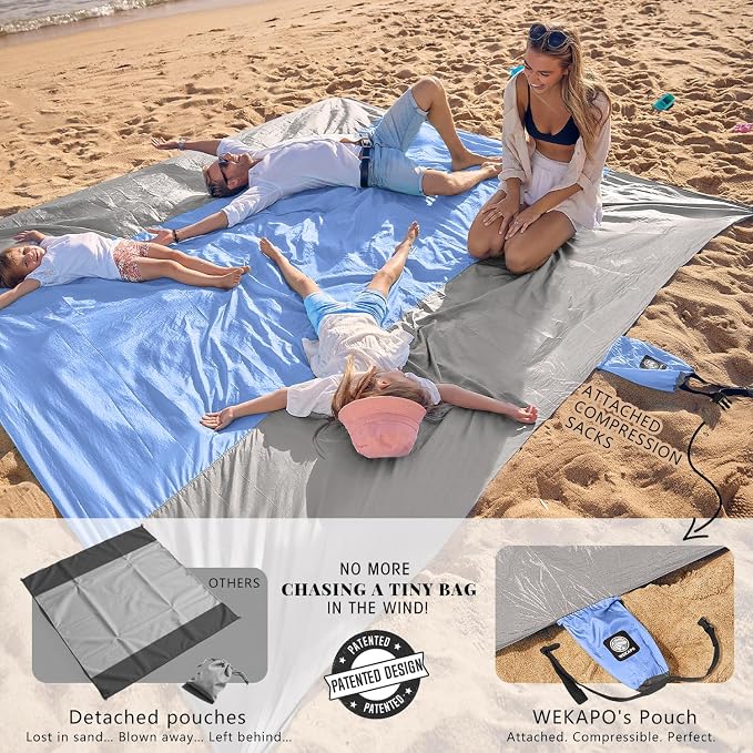 WEKAPO Beach Blanket Sandproof Waterproof, Extra Large Beach Mat, Oversized & - Image 3