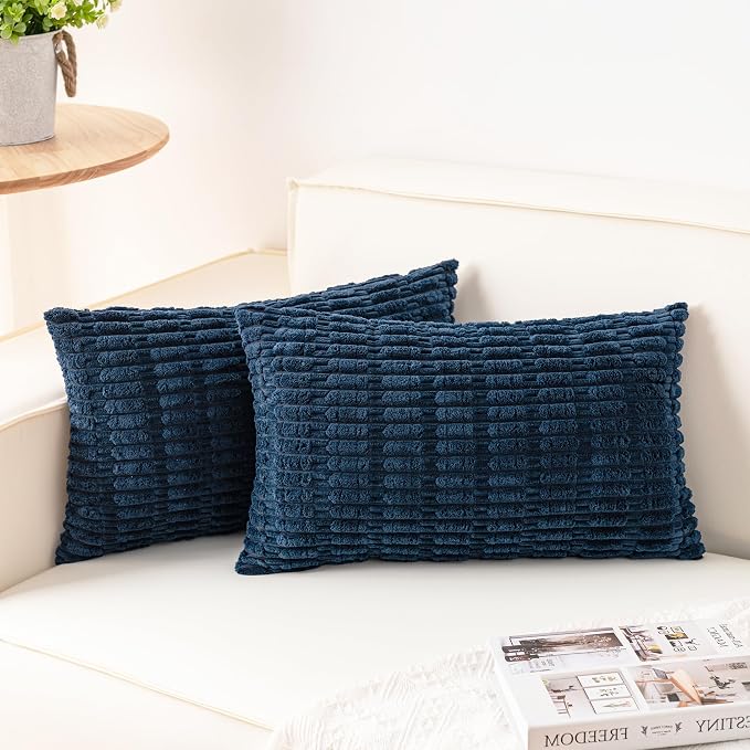 Aegero Pack of 2 Corduroy Decorative Throw Pillow Covers 12x20 InchSoft Boho by Unknown