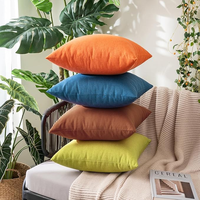 MIULEE Pack of 2 Decorative Outdoor Solid Waterproof Throw Pillow Covers Faux - Image 8