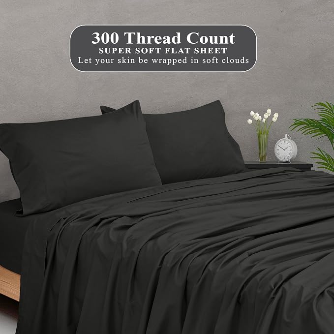 Royale Linens 300 Thread Count 100% Long Staple Combed Cotton Flat Sheet - Image 5