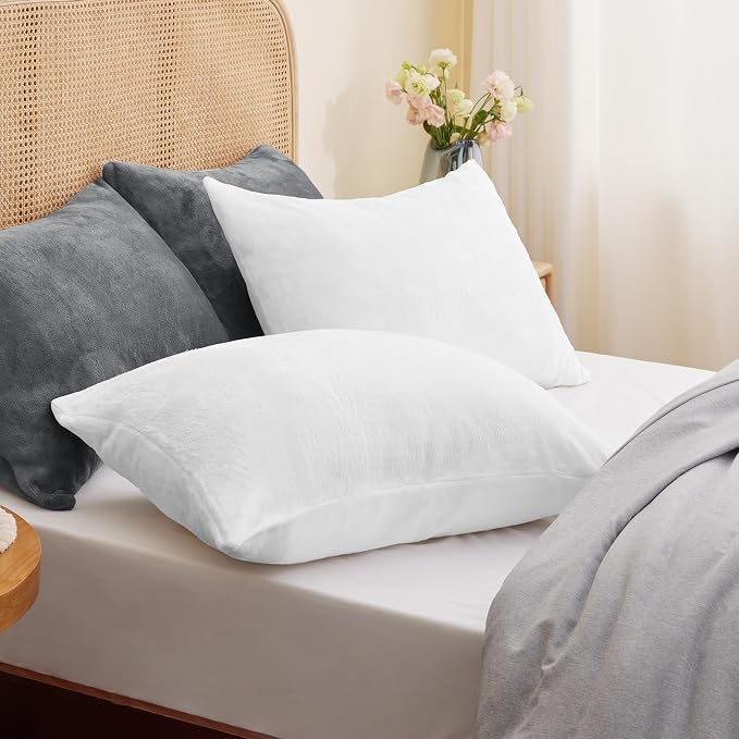 BEDELITE Flannel Pillow Cases Queen Size Set of 2, Super Soft Fleece Pillowcases - Image 2