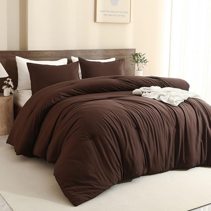 Paxrac Brown Oversized Queen Comforter Set 98x98In, 3 Pieces Comforter Set by Paxrac