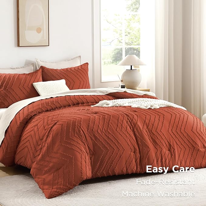 Andency Burnt Orange Twin/Twin XL Comforter Set, Twin Bed Comforter - Image 3