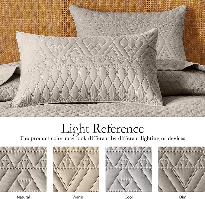 akkialla Twin Quilt Set, Taupe Lightweight Microfiber Bedspread Coverlet - Image 5