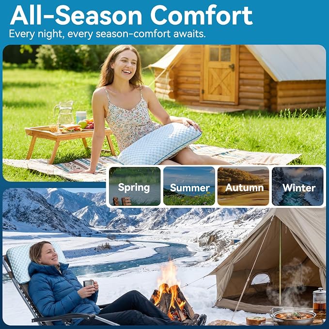 Camping Pillow with Memory Foam-Compressible Medium Firm, Ultralight Cooling - Image 7