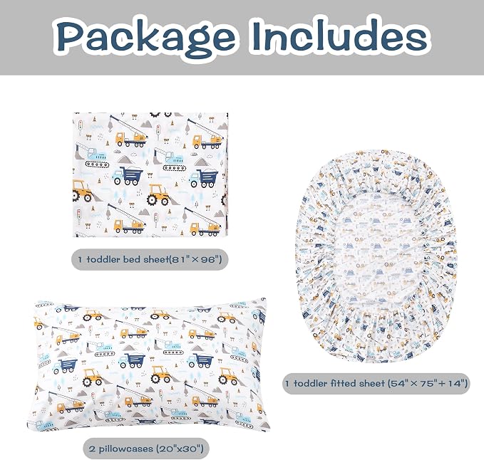 lasoftan Kids Sheet Set Full Size, Boys Full Sheet Set - Image 2