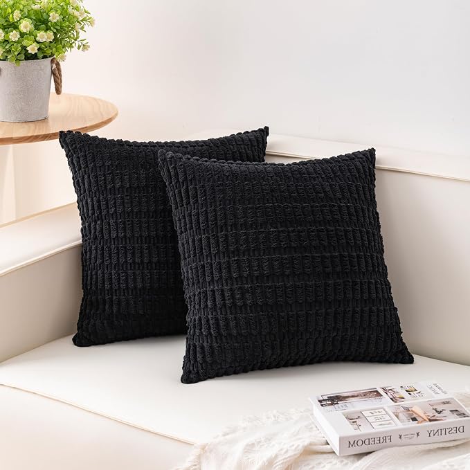 Aegero Pack of 2 Corduroy Decorative Throw Pillow Covers 16x16 Inch Soft by Unknown