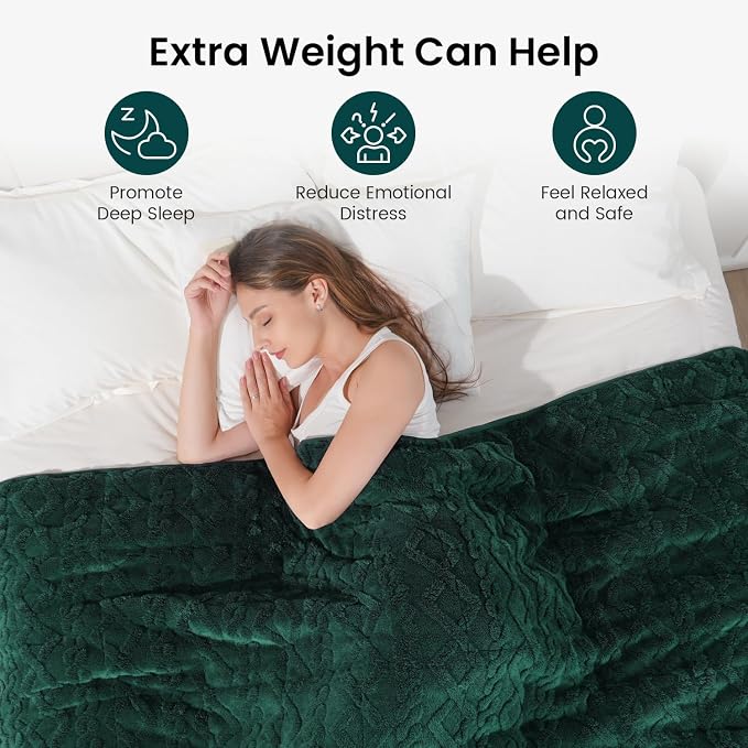 Drewin Weighted Blanket for Adults Queen Size 15 lbs, Soft Fuzzy Jacquard - Image 2
