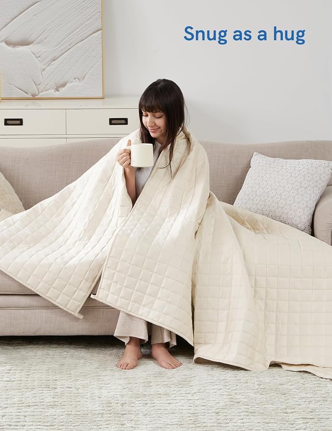 YnM Cooling Weighted Blanket for Adults, 17lbs Heavy Bed Throw for One Person - Image 4