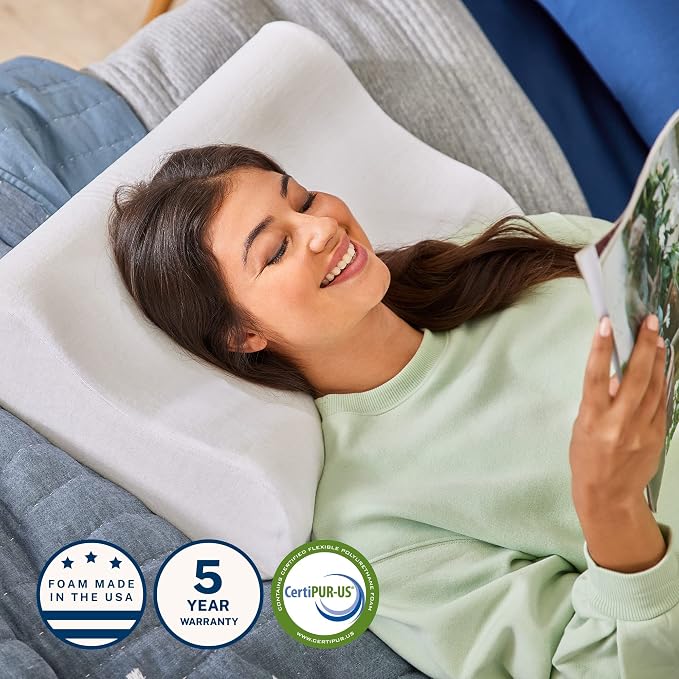 Sleep Innovations Memory Foam Contour Pillow, Queen Size, and Shoulder Alignment - Image 7