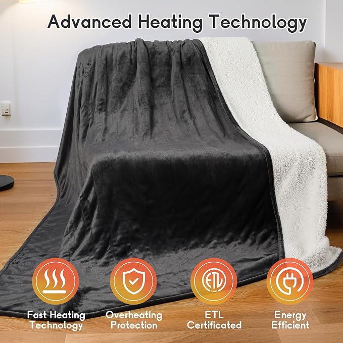 Heated Blanket Electric Blanket King Size 90''x100'' - Image 5