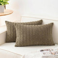 Aegero Pack of 2 Corduroy Decorative Throw Pillow Covers 12x24 Inch Soft by Unknown