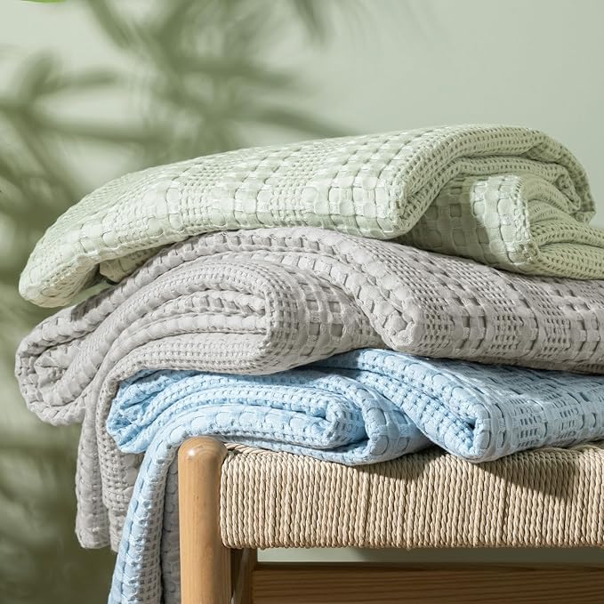 PHF Cooling Waffle Blanket Queen Size, Lightweight 60% Rayon from Bamboo & 40% - Image 6