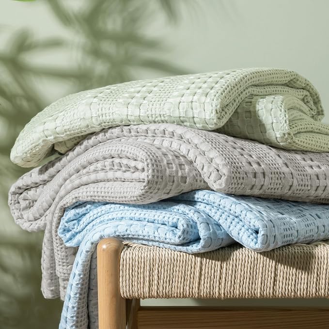 PHF Cooling Waffle Blanket Twin Size, Lightweight 60% Rayon from Bamboo & 40% - Image 6