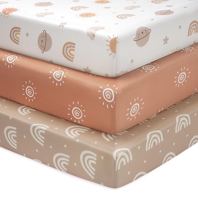 Baby Mini Crib Sheets Boy, Portable 38”x26” Pack and Play Sheets Fitted by FIEMOL