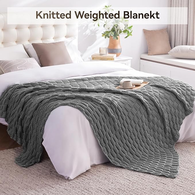 Knitted Weighted Blanket Kids, No Beads Heavy Blanket 36” x 48'' 5lbs, - Image 6