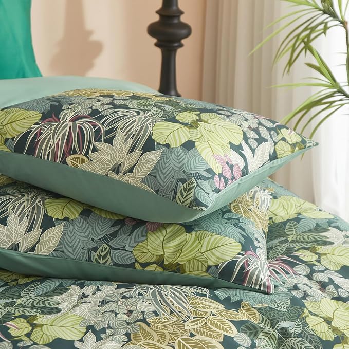 mixinni Tropical Multicolored Leaves Print Duvet Cover 2 Pillowcases Botanical - Image 5
