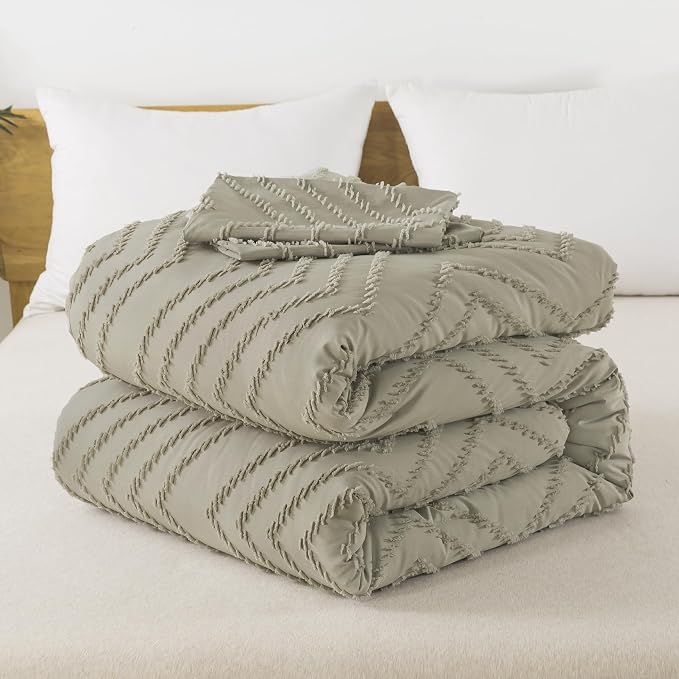 Andency Oatmeal California King Comforter Set, Boho Cal King Soft Warm Tufted - Image 7