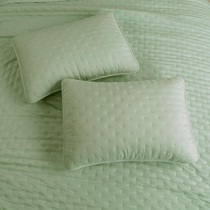 ROARINGWILD Sage Green King Size Quilt Bedding Set, Lightweight Soft Bedspread - Image 4