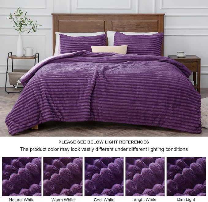 BEDELITE Fleece Twin Comforter Set -Super Soft & Warm Fluffy Purple Bedding - Image 8