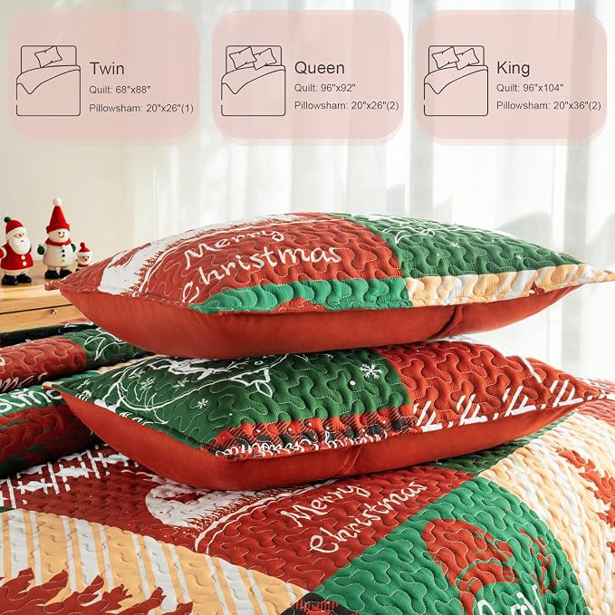 Whale Flotilla Patchwork Quilt King Size, Soft Boho Christmas Bedspreads - Image 5