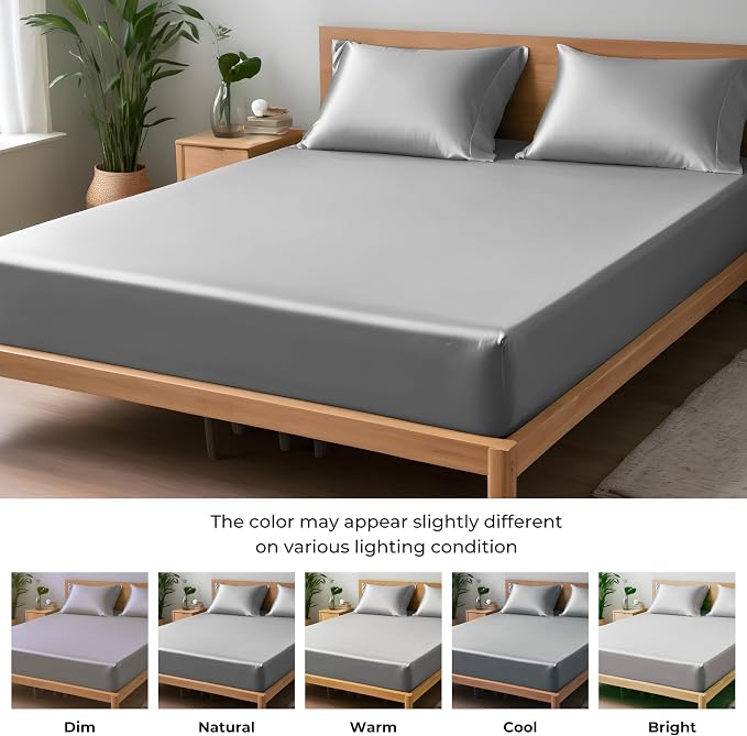 LINENWALAS Fitted Sheet Only Viscose Derived from Bamboo, Bottom Sheet - Image 4