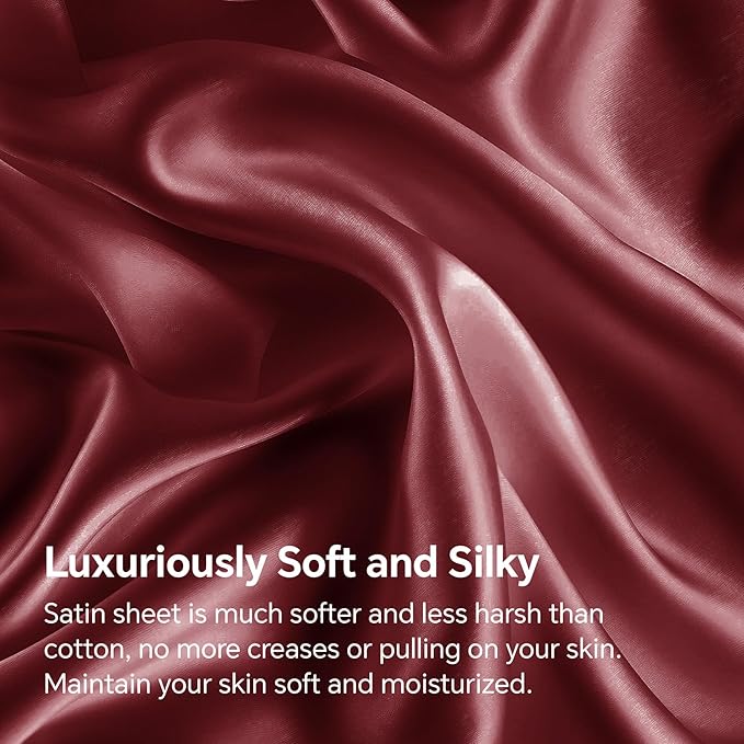 BEDELITE Satin Fitted Sheet and Pillowcase Set, Luxury Soft Similar to Silk - Image 3