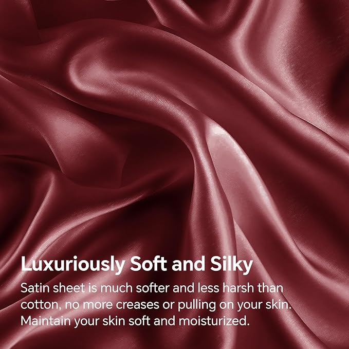 BEDELITE Satin Fitted Sheet and Pillowcase Set, Luxury Soft Similar to Silk - Image 3