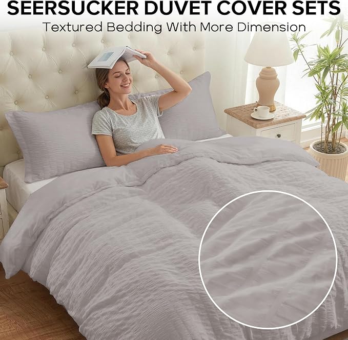 Cozyide Light Grey Duvet Cover Queen, 3 Pieces Bedding Duvet Covers, Soft - Image 2