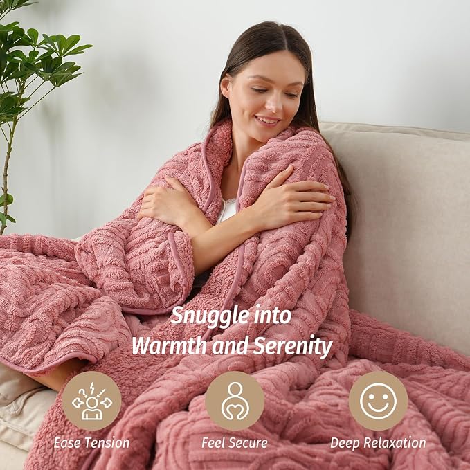 Wemore Jacquard Fleece Weighted Blanket King Size 80" x 87" 15lbs, Ultra Soft - Image 5
