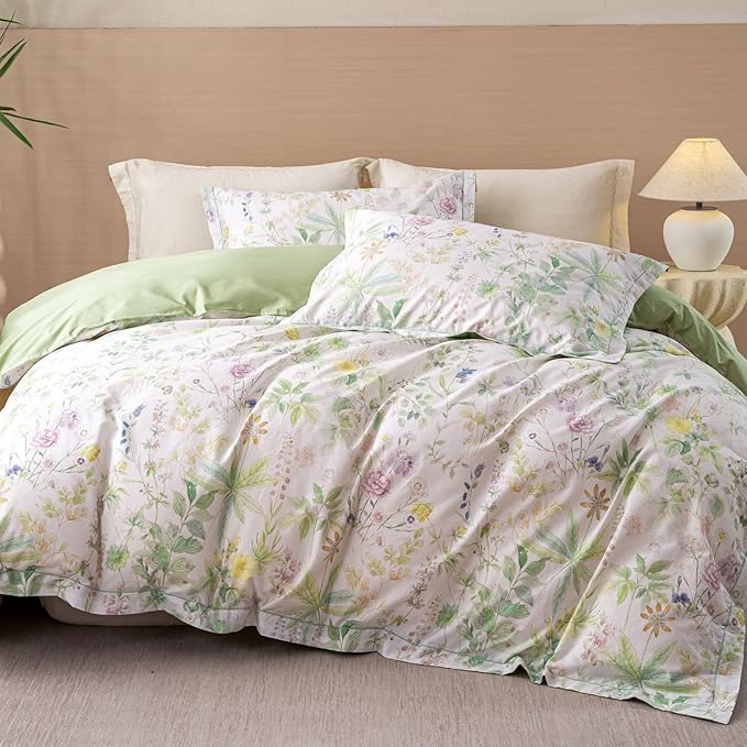 OAITE Duvet Cover Set Queen Size Floral Pattern Ultra Soft 100% Cotton Duvet by OAITE