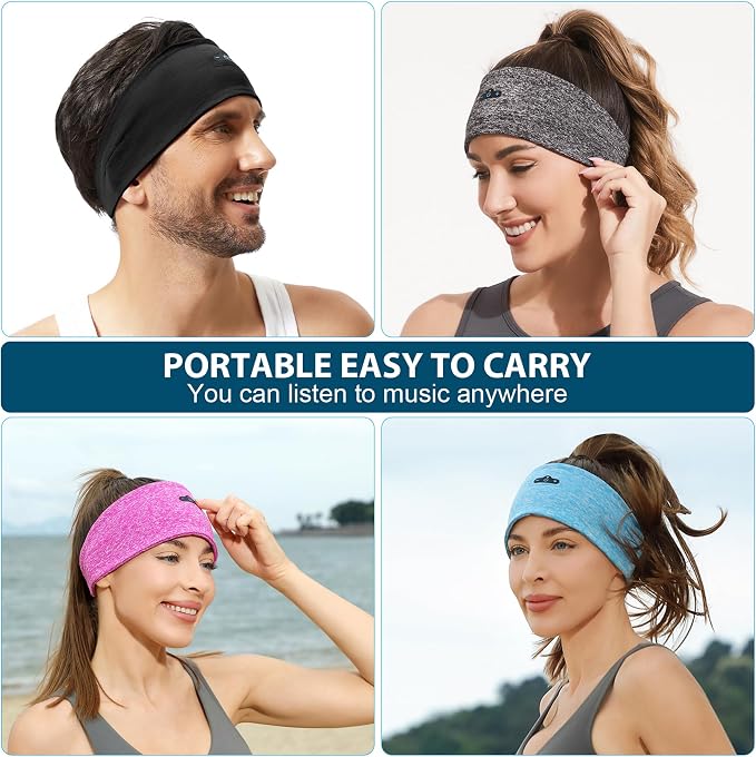 BORAYDA 2-Pack Bluetooth Headband, 18 Hours Play Time, HD Stereo, Built-in - Image 5