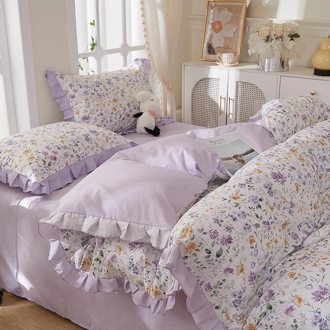 mixinni Floral Duvet Cover Set King Size, 100% Cotton 3-Piece Bedding Set - Image 9