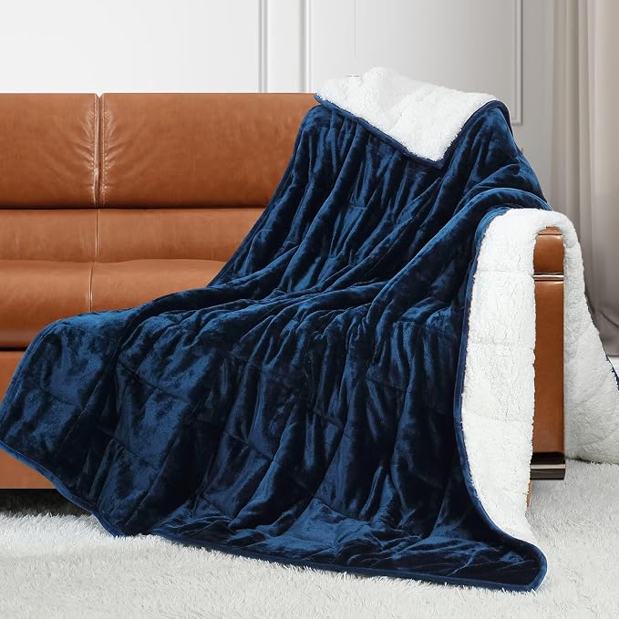 Alomidds Weighted Blanket Twin Size 15lbs 48x72 inches, Sherpa Weighted Blankets by Alomidds